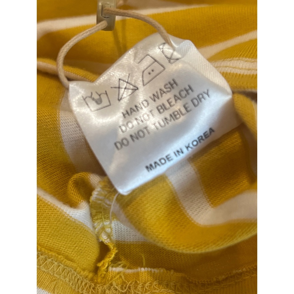 The Frankie Shop Yellow White Striped Boxy Crop Top Tee Cotton Womens M/L - Picture 4 of 4